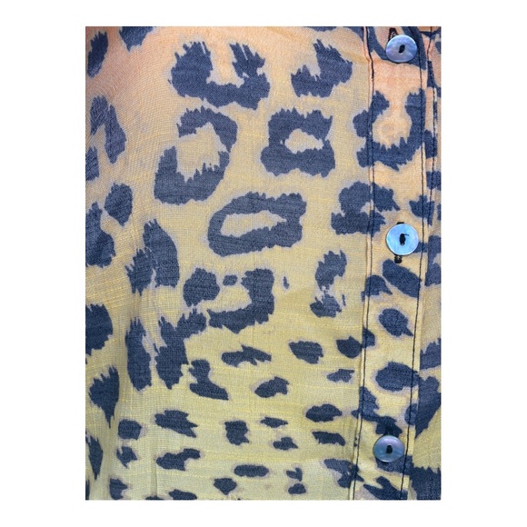 MULTIPLES Multicolor Ombre Leopard Animal Print Tie Front Linen Button Down Top - Picture 16 of 16